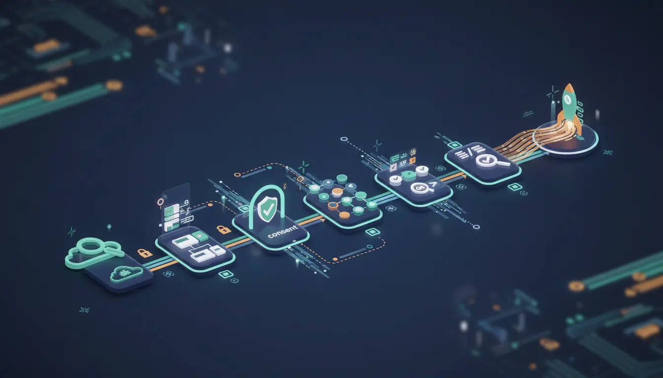 Abstrakte Visualisierung eines geordneten Umstiegs der Webanalyse