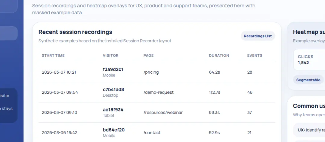 Anonymisierte Beispielansicht von Besucherwegen in einer Webanalyse-Oberfläche